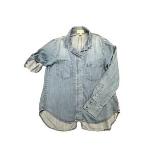 Cloth & Stone‎ Shirt Womens Chambray Roll Up Denim  Button Up Collared Size M